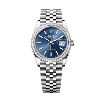 Rolex Datejust 36 New 2025 Blue Index Dial Stainless Steel Diamond Bezel Jubilee Bracelet