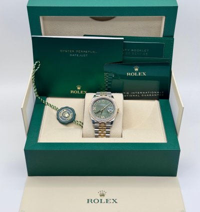 Rolex Datejust 36 New 2025 Green 6 9 Diamond With Diamond Bezel Datejust 36 126283rbr