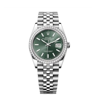 Rolex Datejust 36 New 2025 Mint Green Index Dial Stainless Steel Diamond Bezel Jubilee Bracelet