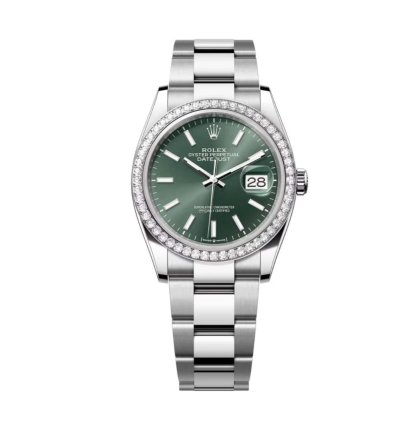 Rolex Datejust 36 New 2025 Mint Green Index Dial Stainless Steel Diamond Bezel Oyster Bracelet