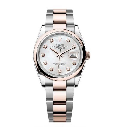 Rolex Datejust 36 New 2025 Mother Of Pearl Diamond Dial Two Tone Rose Gold Oyster Bracelet