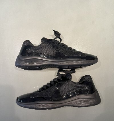Prada Americas Cup Black Patent Leather Sneakers Size 10