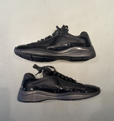Prada Americas Cup Black Patent Leather Sneakers Size 10