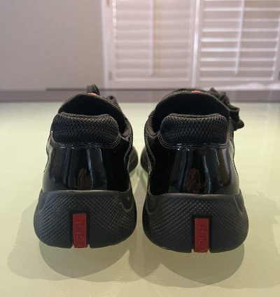 Prada Americas Cup Black Patent Leather Sneakers Size 10