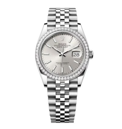 Rolex Datejust 36 New 2025 Silver Index Dial Stainless Steel Diamond Bezel Jubilee Bracelet