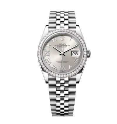 Rolex Datejust 36 New 2025 Silver Roman Diamond Stainless Steel Diamond Bezel Jubilee Bracelet