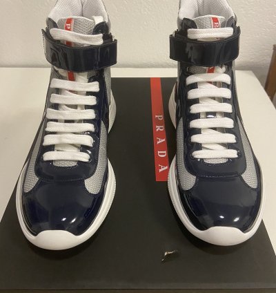 Prada Americas Cup Hightop Patent Leather Sneakers Brand New
