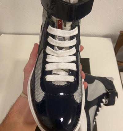 Prada Americas Cup Hightop Patent Leather Sneakers Brand New