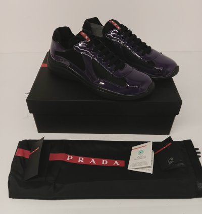Prada Americas Cup Low-top Patent Leather Sneakers - 10