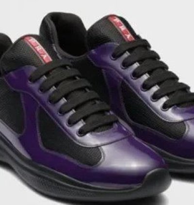 Prada Americas Cup Low-top Patent Leather Sneakers - 10