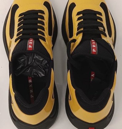 Prada Americas Cup Low-top Patent Leather Sneakers - 11 5