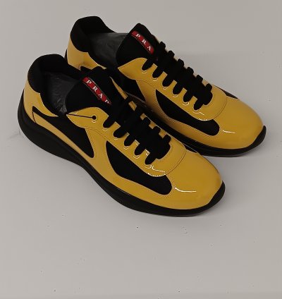 Prada Americas Cup Low-top Patent Leather Sneakers - 11 5