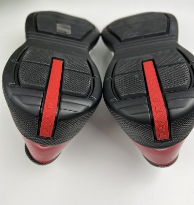 Prada Americas Cup Red Tab Low-top Leather Sneakers
