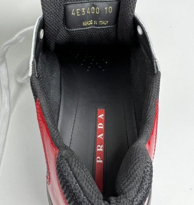 Prada Americas Cup Red Tab Low-top Leather Sneakers
