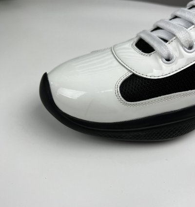 Prada Americas Cup Red Tab Low-top Leather Sneakers