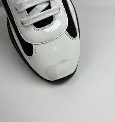 Prada Americas Cup Red Tab Low-top Leather Sneakers