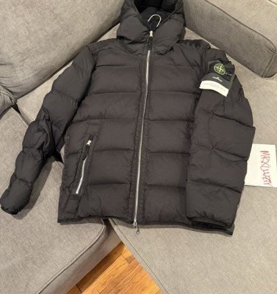 Stone Island Hooded Puffer Jacket Black Sz Large Brand New