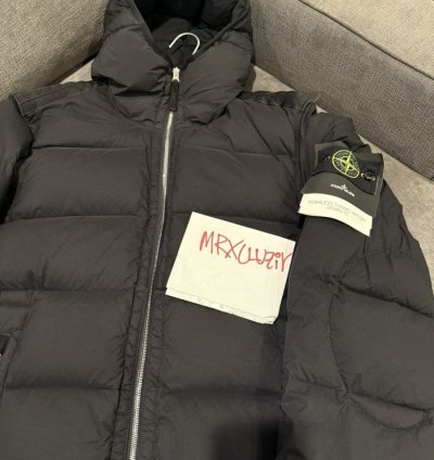Stone Island Hooded Puffer Jacket Black Sz Large Brand New