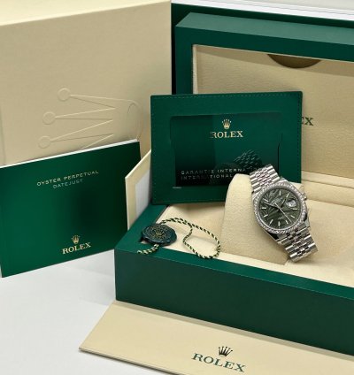 Rolex Datejust 36 Palm Dial - Diamonds Bezel - Ref 126284rbr - New 2023
