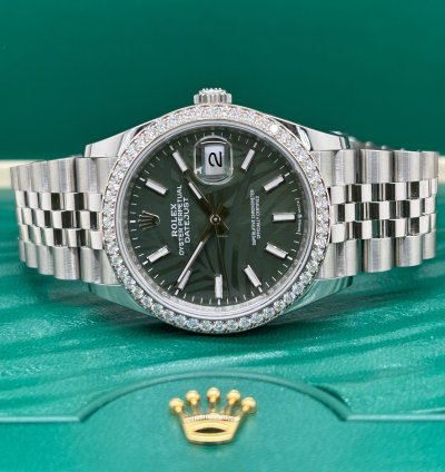 Rolex Datejust 36 Palm Dial - Diamonds Bezel - Ref 126284rbr - New 2023