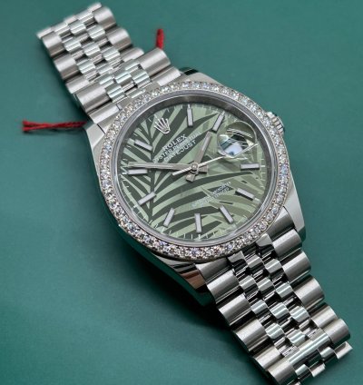Rolex Datejust 36 Palm Dial - Diamonds Bezel - Ref 126284rbr - New 2023