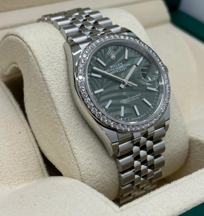 Rolex Datejust 36 Palm Dial - Diamonds Bezel - Ref 126284rbr - New 2023