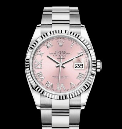 Rolex Datejust 36 Pink Dial Set With Diamonds - Oyster Bracelet
