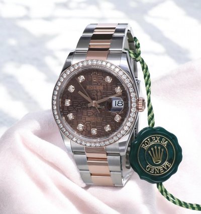 Rolex Datejust 36 Rose Gold Steel - Chocolate With Factory Diamonds Unworn 2022