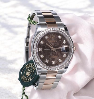 Rolex Datejust 36 Rose Gold Steel - Chocolate With Factory Diamonds Unworn 2022