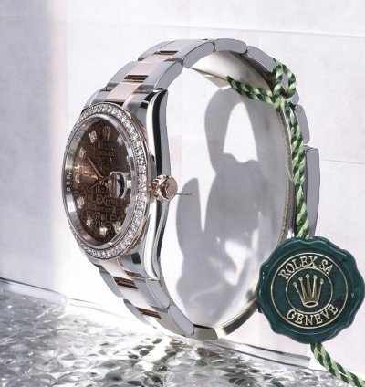 Rolex Datejust 36 Rose Gold Steel - Chocolate With Factory Diamonds Unworn 2022