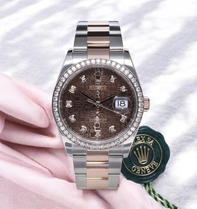 Rolex Datejust 36 Rose Gold Steel - Chocolate With Factory Diamonds Unworn 2022