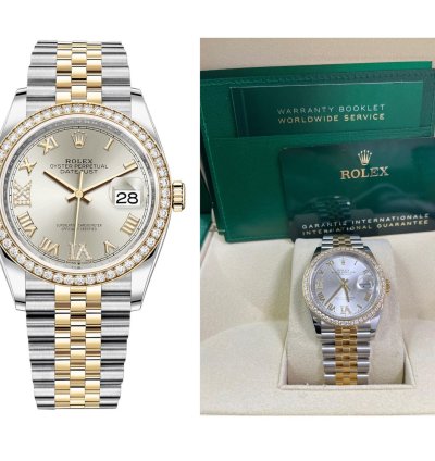 Rolex Datejust 36 Silver Diamond Set Dial Jubilee Bracelet Yellow Gold And Steel 126283rbr