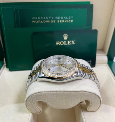Rolex Datejust 36 Silver Diamond Set Dial Jubilee Bracelet Yellow Gold And Steel 126283rbr