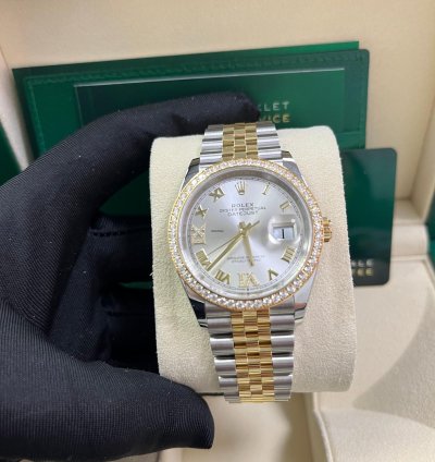 Rolex Datejust 36 Silver Diamond Set Dial Jubilee Bracelet Yellow Gold And Steel 126283rbr