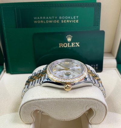 Rolex Datejust 36 Silver Diamond Set Dial Jubilee Bracelet Yellow Gold And Steel 126283rbr