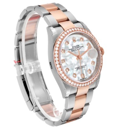 Rolex Datejust 36 Steel Rose Gold Mother Of Pearl Diamond Mens Watch 126281 Unworn