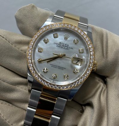 Rolex Datejust 36 Two Tone Diamond Mother Of Pearl Dial Oyster New 2024 Box And Papers