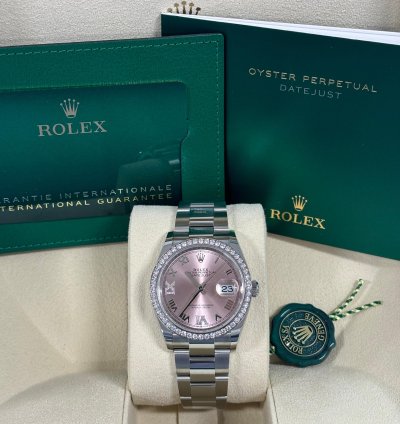 Rolex Datejust 36 Unworn 2024 Datejust 36 - Pink Roman - Diamond Bezel - Oyster - Box And Papers