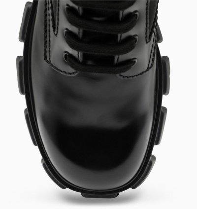 Prada Black Brushed Leather And Nylon Monolith Boots