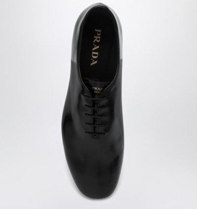 Prada Black Brushed Leather Brogue