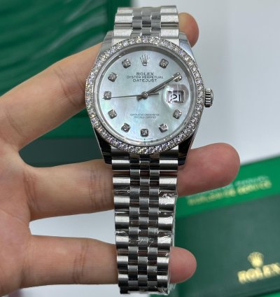 Rolex Datejust 36 White Mother Of Pearl Diamonds Dial