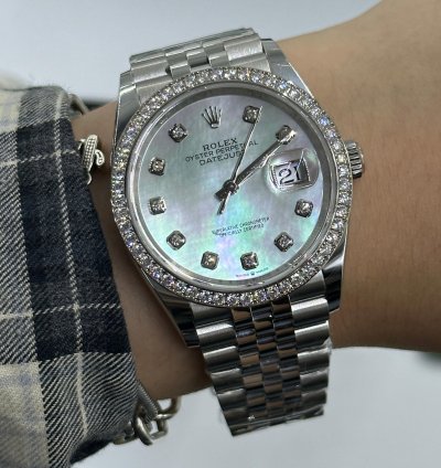 Rolex Datejust 36 White Mother Of Pearl Diamonds Dial