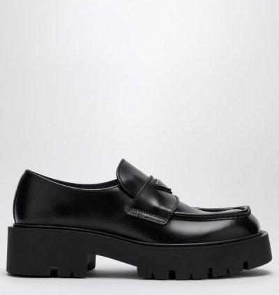 Prada Black Brushed Leather Loafer