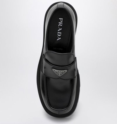 Prada Black Brushed Leather Loafer