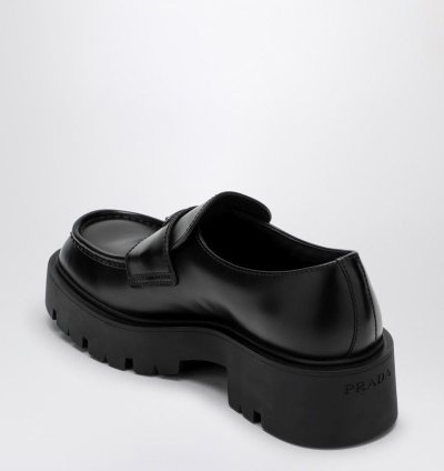 Prada Black Brushed Leather Loafer
