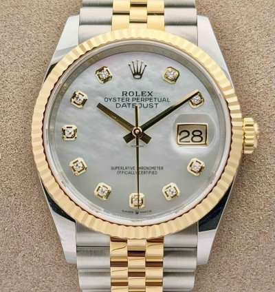Rolex Datejust 36 Yellow Gold Mop Mother Of Pearl Diamond Jubilee