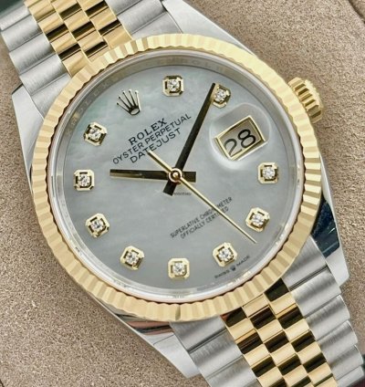 Rolex Datejust 36 Yellow Gold Mop Mother Of Pearl Diamond Jubilee