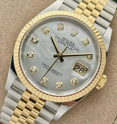 Rolex Datejust 36 Yellow Gold Mop Mother Of Pearl Diamond Jubilee