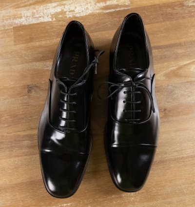 Prada Black Lace Up Captoe Formal Oxford Shoes 8 Us 41 Eu