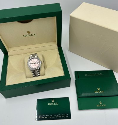 Rolex Datejust 36mm Viix Pink Roman Dial Diamonds Bezel Jubilee